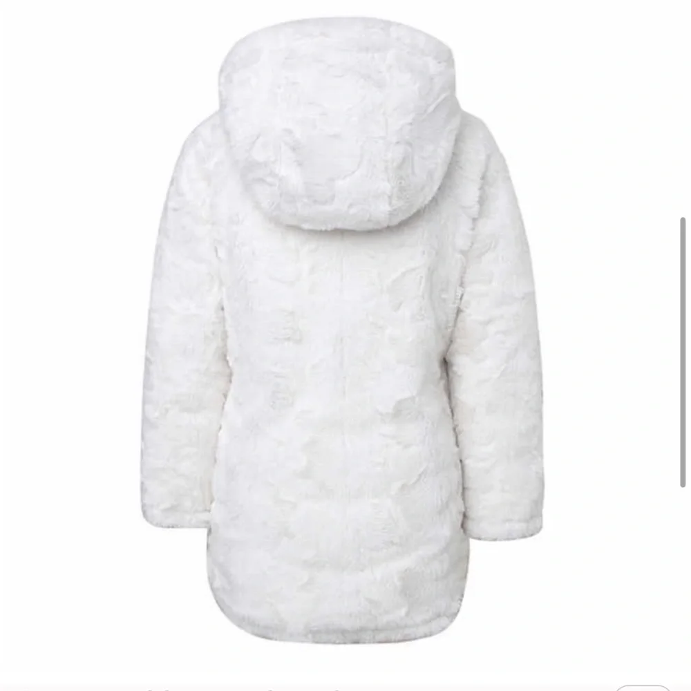 NWT Steve Madden Reversible Hooded Parka Fleece White Rose Pink small 7/8